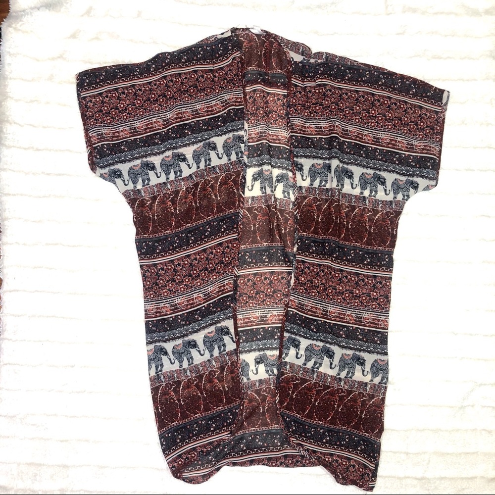 Love 4 Truth Elephant Short Sleeve Kimono